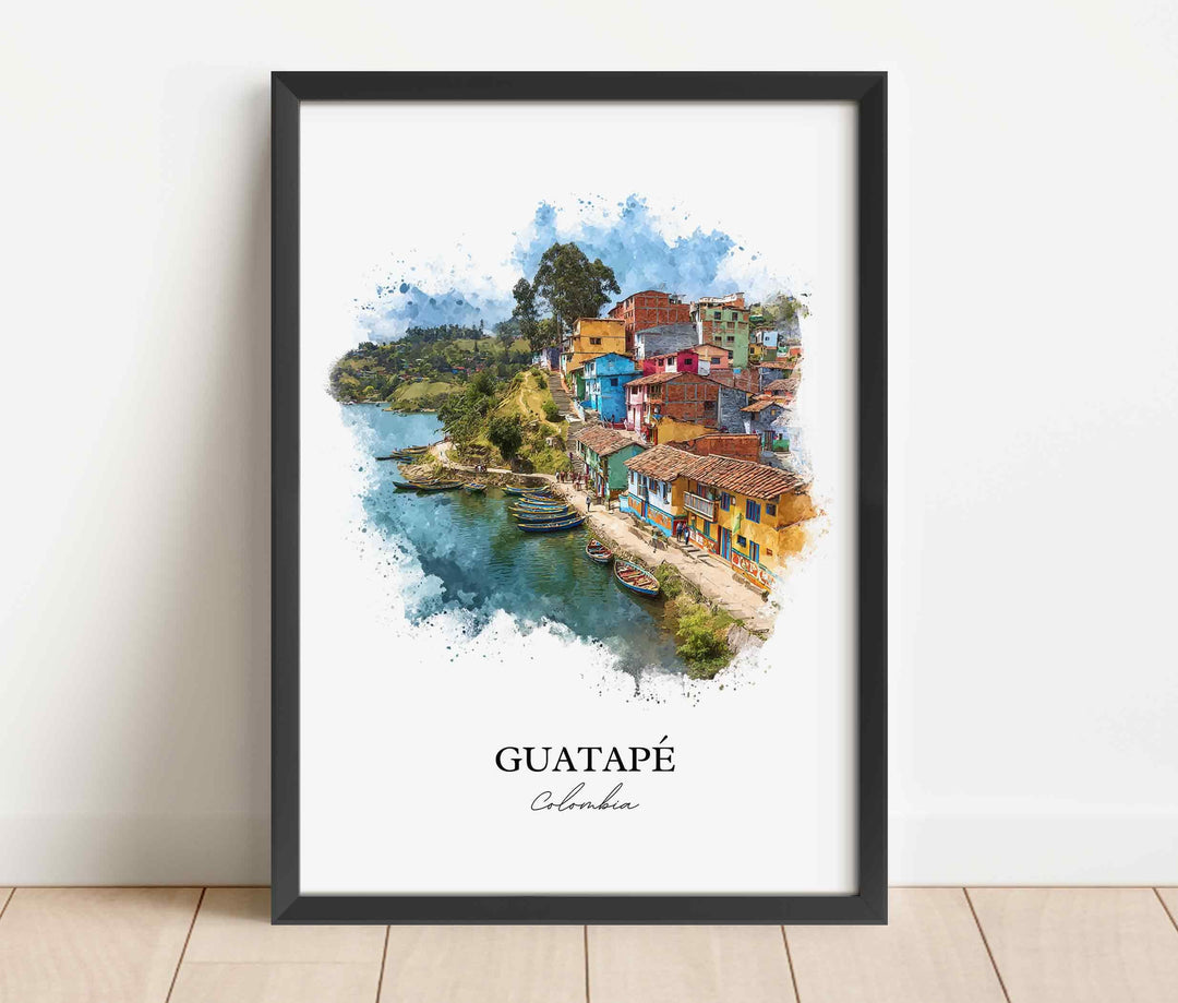 Guatapé, Colombia – Watercolor Art Print