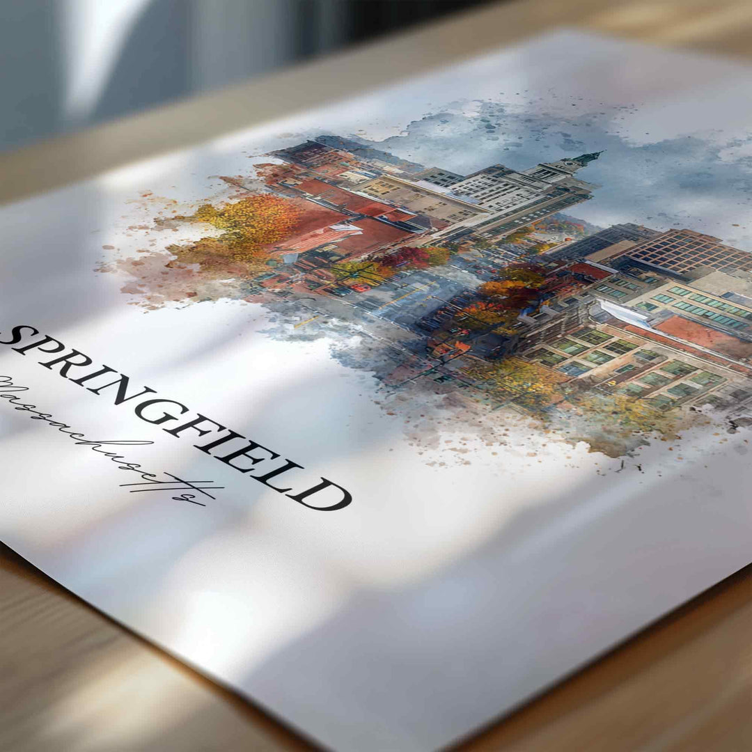Springfield, Massachusetts, USA – Watercolor Art Print