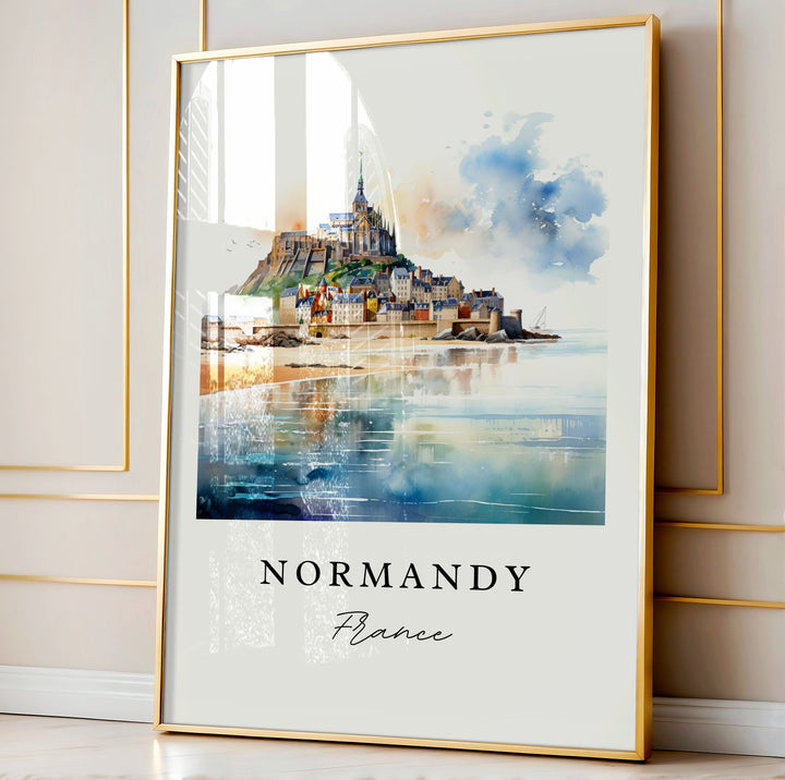 Normandy France wall art - France, Normandy poster print, Normandy FR Wedding gift, Birthday present, Custom Text, Perfect Gift