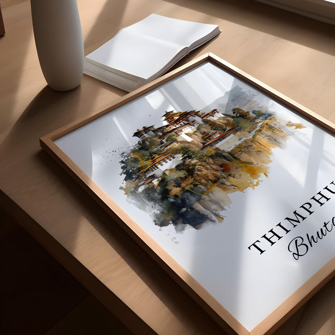 Thimphu Bhutan wall art - Bhutan, Thimphu poster, Thimphu Wedding gift, Bhutan Birthday present, Custom Text, Personalised Gift