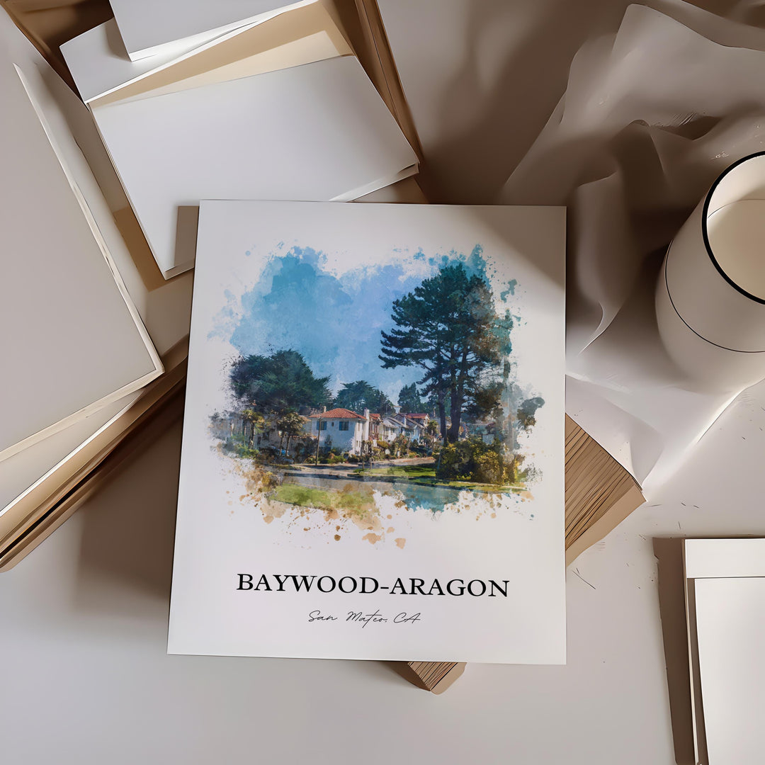 San Mateo, California – Watercolor Art Print