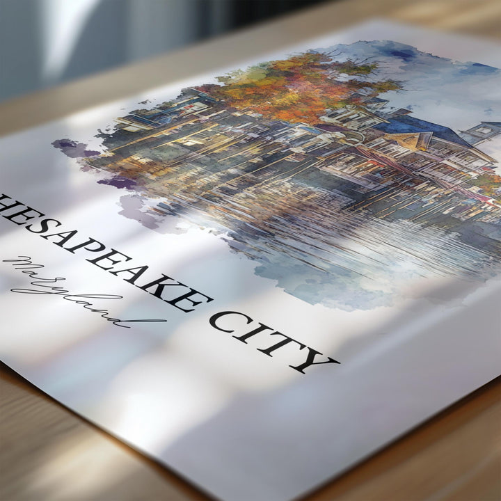 Chesapeake City Wall Art, Cecil County Print, Maryland Watercolor Art, Chesapeake City Gift, Travel Print, Travel Poster, Housewarming Gift