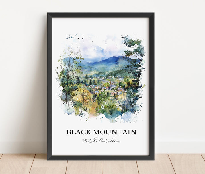 Black Mountain NC Wall Art, Buncombe County Print, Asheville Watercolor, Black Mountain Gift, Travel Print, Travel Poster, Housewarming Gift