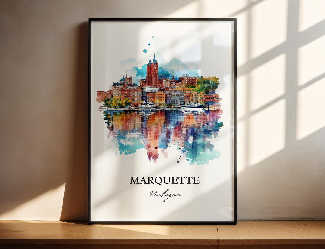 Marquette, Michigan, USA – Watercolor Art Print