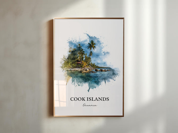 Cook Islands Wall Art, South Pacific Print, New Zealand Watercolor Art, Cook Islands Gift, Travel Print, Travel Poster, Housewarming Gift