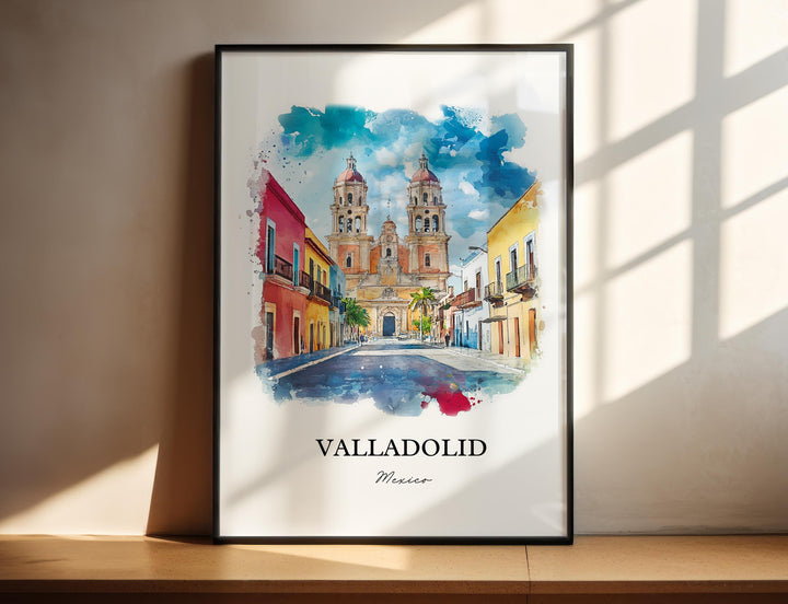 Valladolid Wall Art, Yucatán Peninsula Prints, Mexico Watercolor Art, Valladolid Mexico Gift, Travel Print, Travel Poster, Housewarming Gift