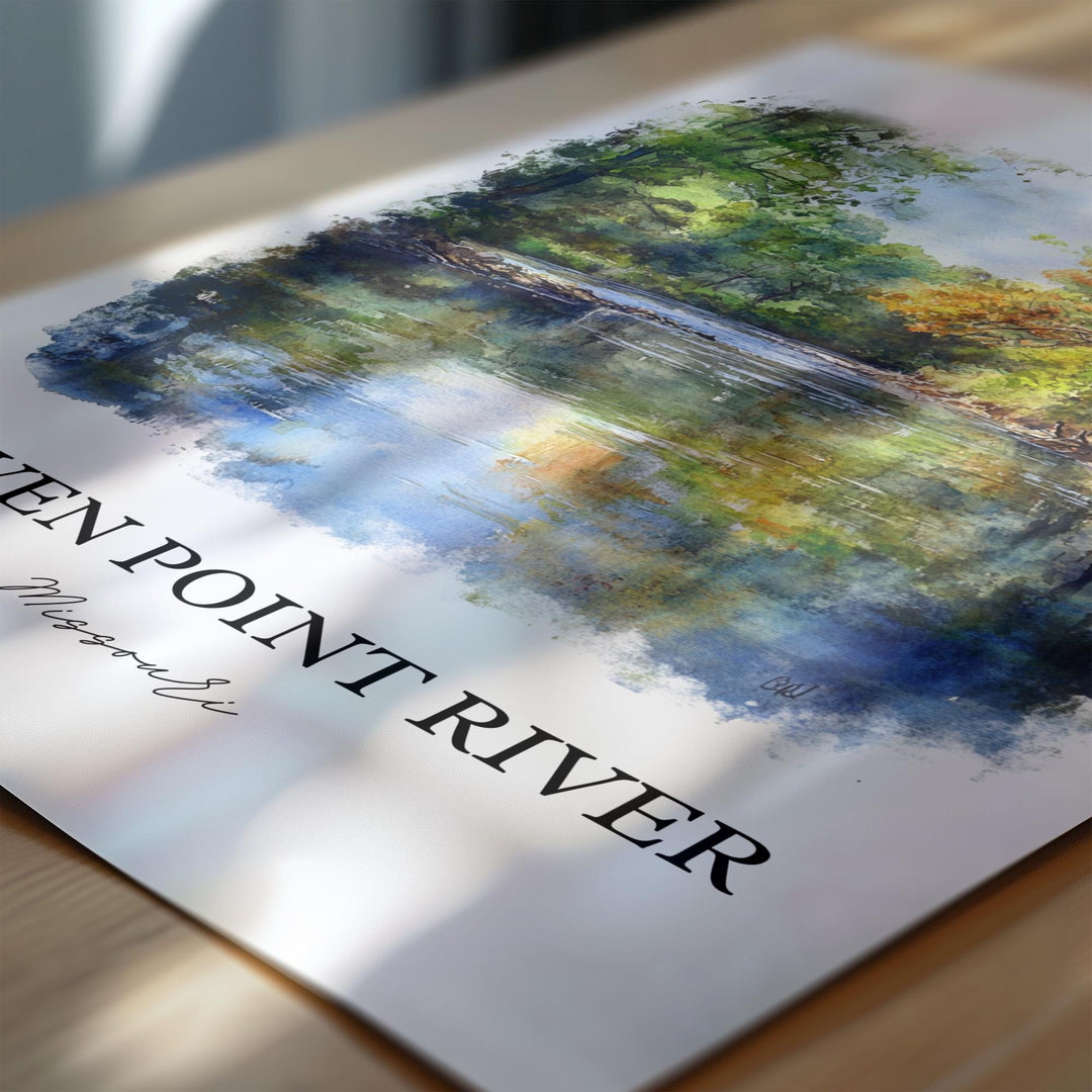 Eleven Point River Art, Ozarks Print, Ozarks Watercolor Art, Eleven Point River Gift, Travel Print, Travel Poster, Housewarming Gift