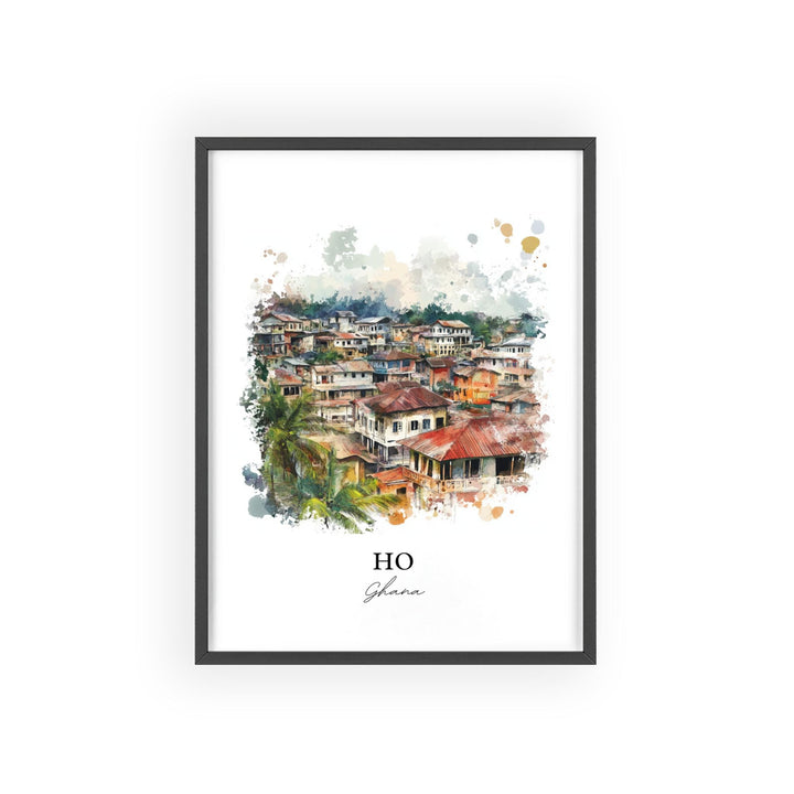 Ho Ghana Wall Art, Volta Region Print, Ghana Watercolor Art, Ho Ghana Gift, Travel Print, Travel Poster, Housewarming Gift