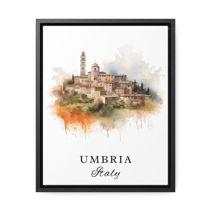 Umbria traditional travel art - Italy, Umbria poster, Wedding gift, Birthday present, Custom Text, Personalised Gift