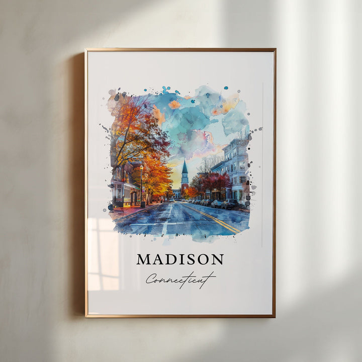 Madison CT Wall Art, New Haven CT Print, Madison Watercolor, Madison Connecticut Gift,