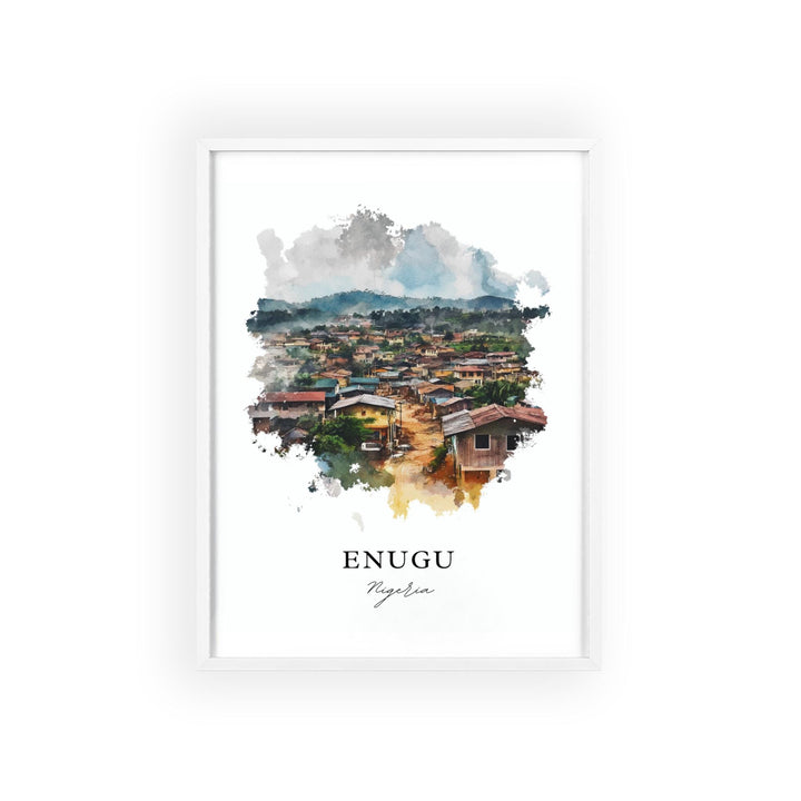 Enugu Nigeria Wall Art, Nigeria Print, Nigeria Watercolor Art, Enugu Nigeria Gift, Travel Print, Travel Poster, Housewarming Gift