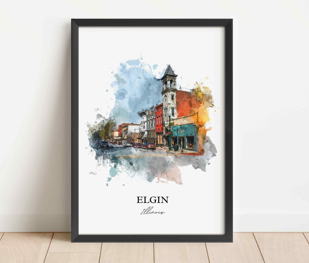 Elgin, Illinois – Watercolor Art Print