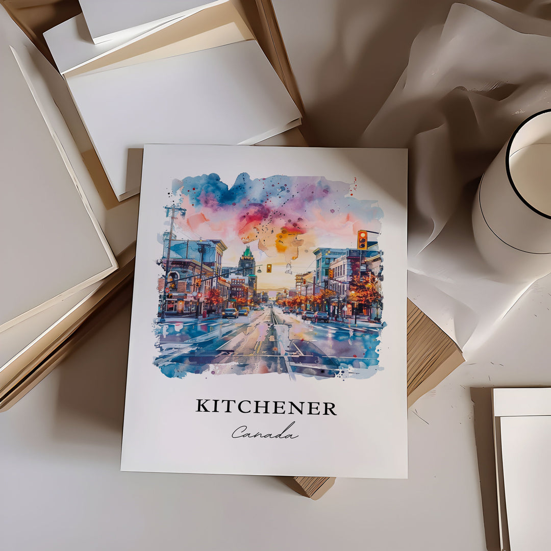 Kitchener Ontario Wall Art, Kitchener Canada Print, Kitchener Watercolor, Kitchener Gift,