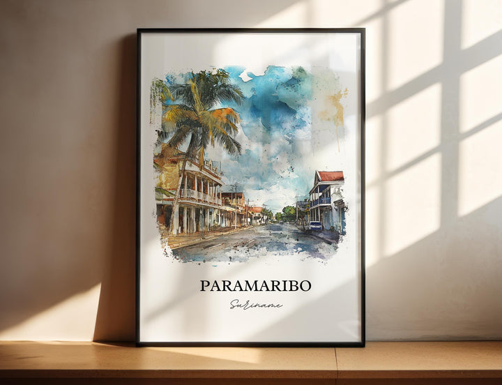 Paramaribo Wall Art, Suriname Print, Suriname Watercolor Art, Paramaribo Gift, Travel Print, Travel Poster, Housewarming Gift