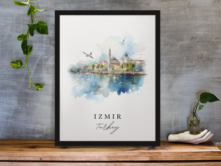 Izmir Turkey wall art - Turkey, Izmir poster print, Izmir Wedding gift, Birthday present, Custom Text, Perfect Gift for Turkish Travellers