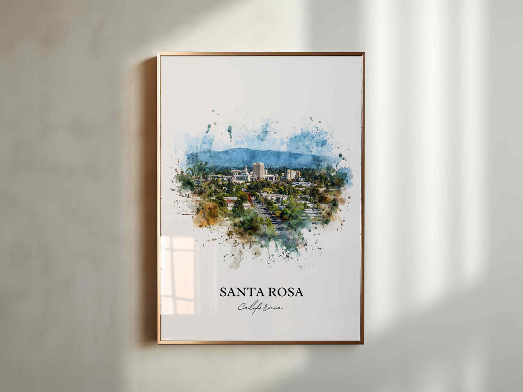 Santa Rosa, California – Watercolor Art Print