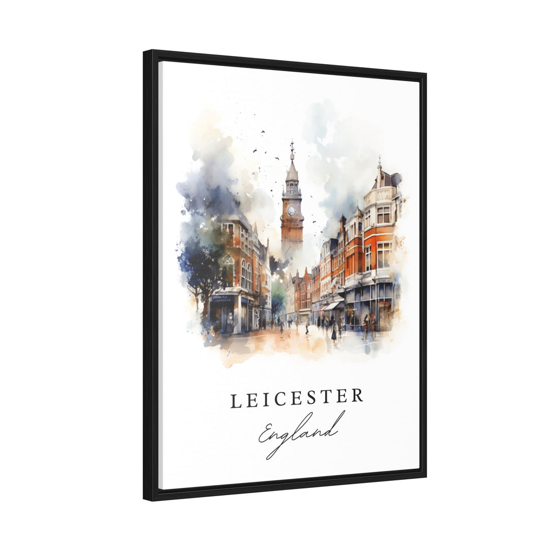 Leicester traditional travel art - England, Leicester poster, Wedding gift, Birthday present, Custom Text, Personalized Gift