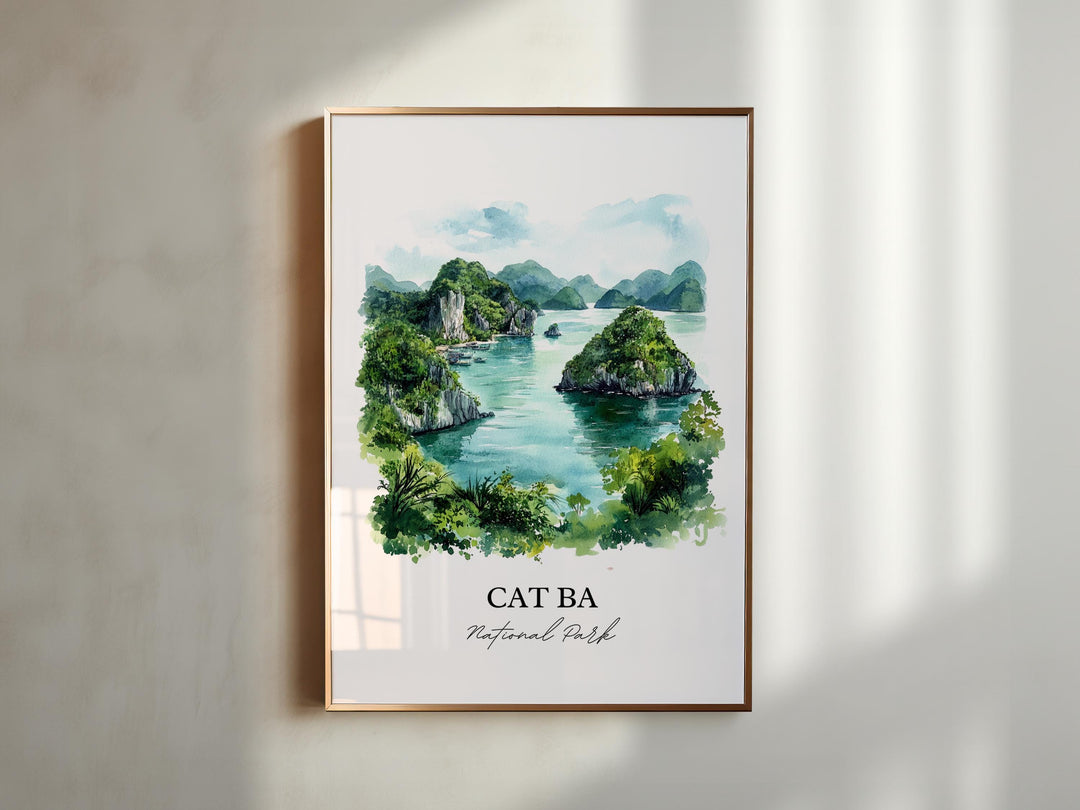 Cat Ba National Park Wall Art, Vietnam Print, Vietnam Watercolor, Cat Ba National Park Gift, Travel Print, Travel Poster, Housewarming Gift