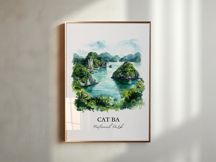 Cat Ba National Park Wall Art, Vietnam Print, Vietnam Watercolor, Cat Ba National Park Gift, Travel Print, Travel Poster, Housewarming Gift