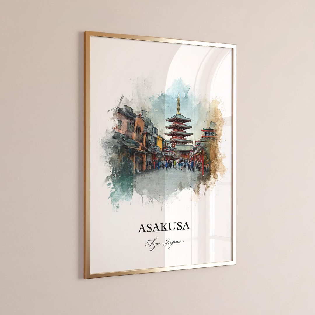Asakusa Japan Wall Art, Asakusa Print, Asakusa Tokyo Watercolor Art, Tokyo Japan Gift, Tokyo Travel Print, Asakusa Poster, Housewarming Gift