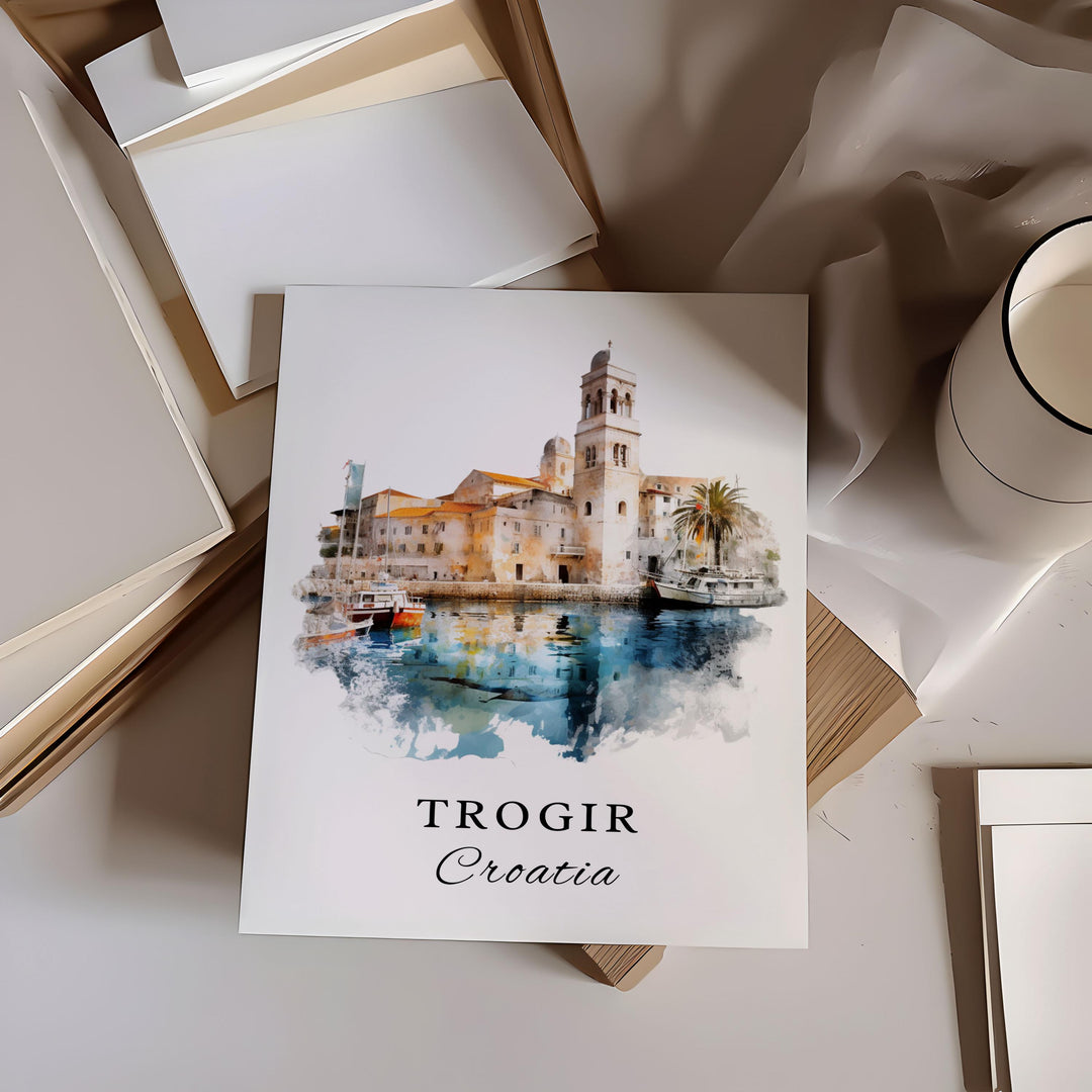 Trogir Croatia wall art - Croatia, Trogir poster, Trogir Wedding gift, Trogir Croatia Birthday present, Custom Text, Personalised Gift