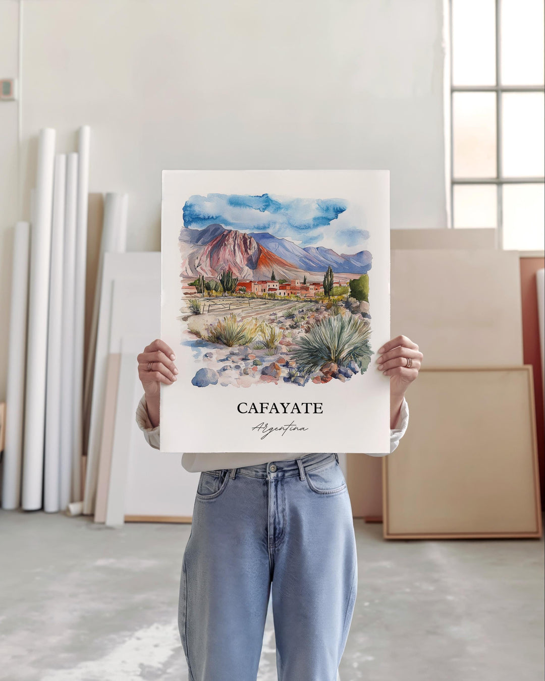 Cafayate Wall Art, Cafayate Print, Argentina Watercolor Art, Cafayate Argentina Gift, Travel Print, Travel Poster, Housewarming Gift