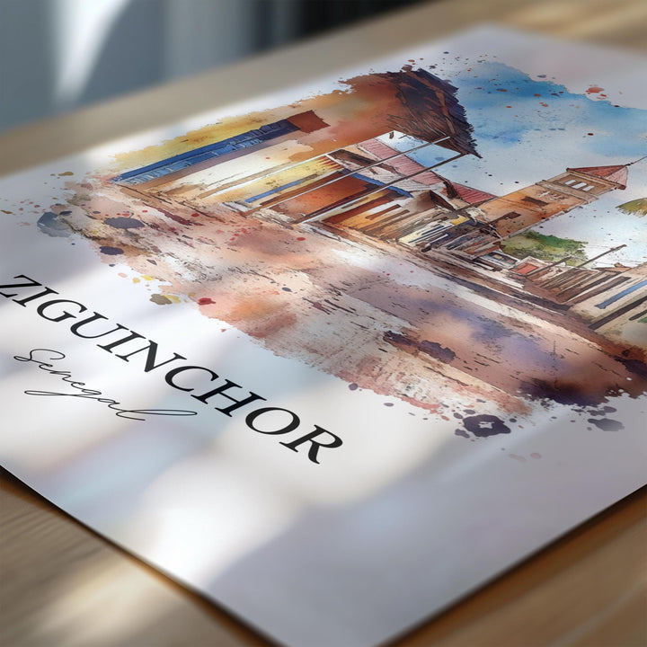 Ziguinchor, Senegal – Watercolor Art Print