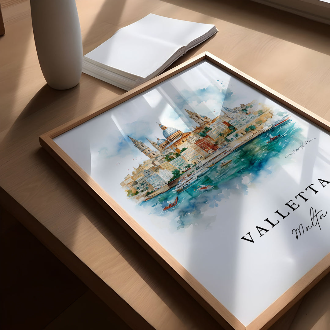 Valletta Malta wall art - Malta, Valletta poster, Valletta Wedding gift, Birthday present, Custom Text, Personalized Gift