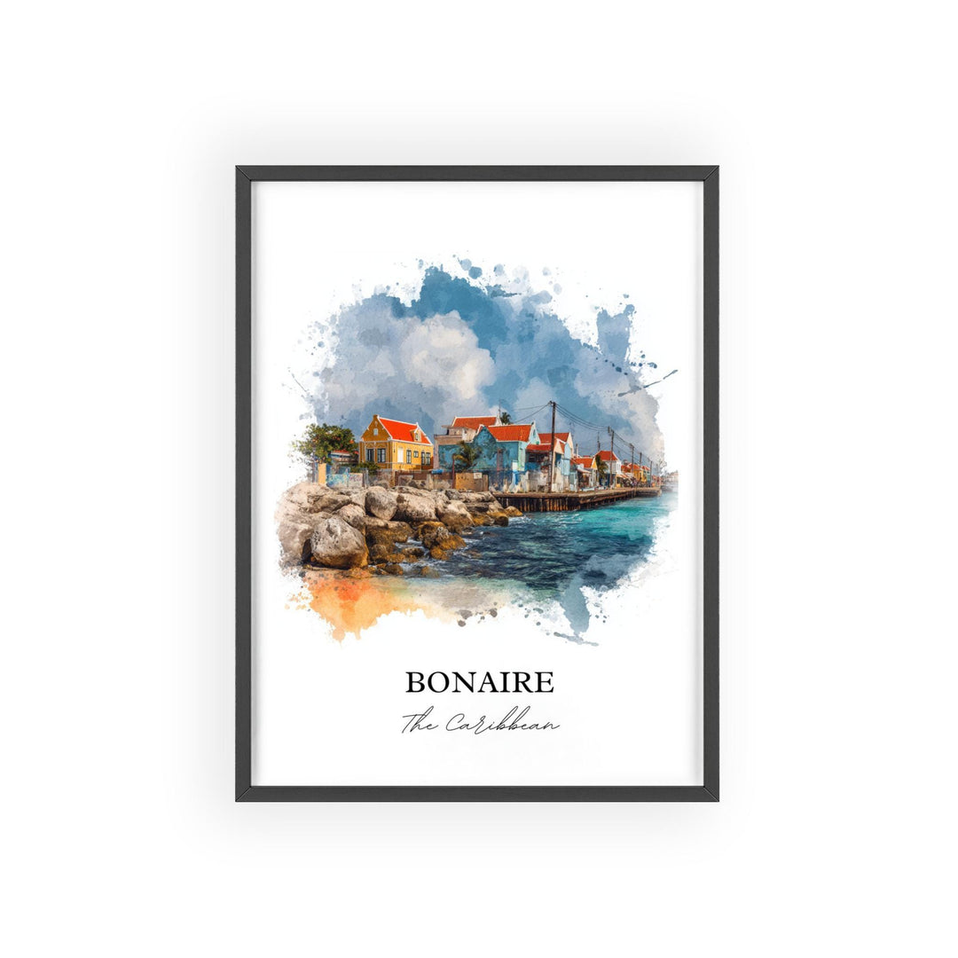 Bonaire Wall Art, Bonaire Print, Bonaire Watercolor Art, Bonaire Caribbean Gift, Travel Print, Travel Poster, Housewarming Gift