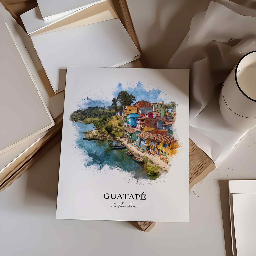 Guatapé, Colombia – Watercolor Art Print