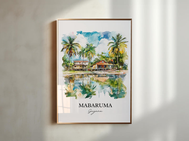 Mabaruma Wall Art, Guyana Print, Guyana Watercolor Art, Mabaruma Guyana Gift, Travel Print, Travel Poster, Housewarming Gift