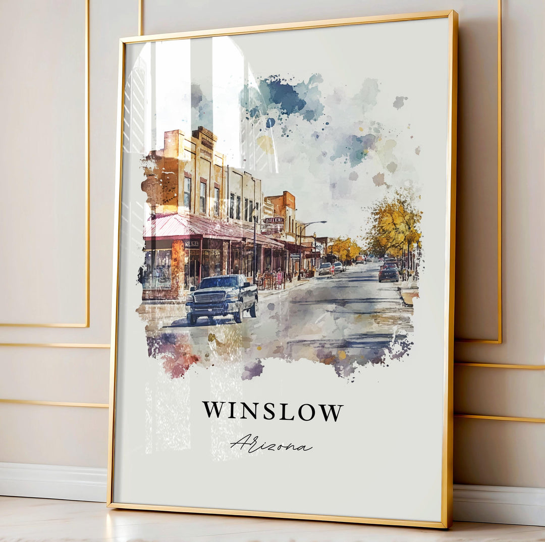 Winslow AZ Wall Art, Winslow Arizona Print, Winslow Watercolor Art, Navajo County Gift,