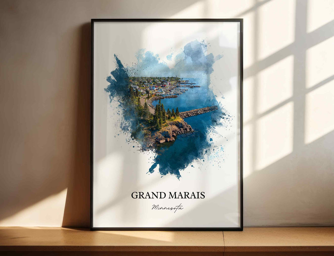 Grand Marais, Minnesota – Watercolor Art Print