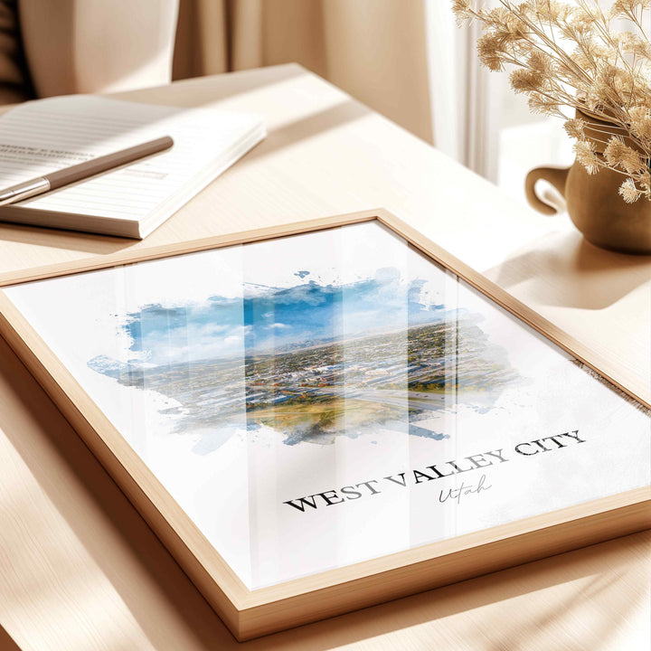 West Valley City, Utah Wall Art, Utah Print, Salt Lake City Watercolor Art, West Valley City Gift, Travel Print, Travel Poster, Housewarming Gift