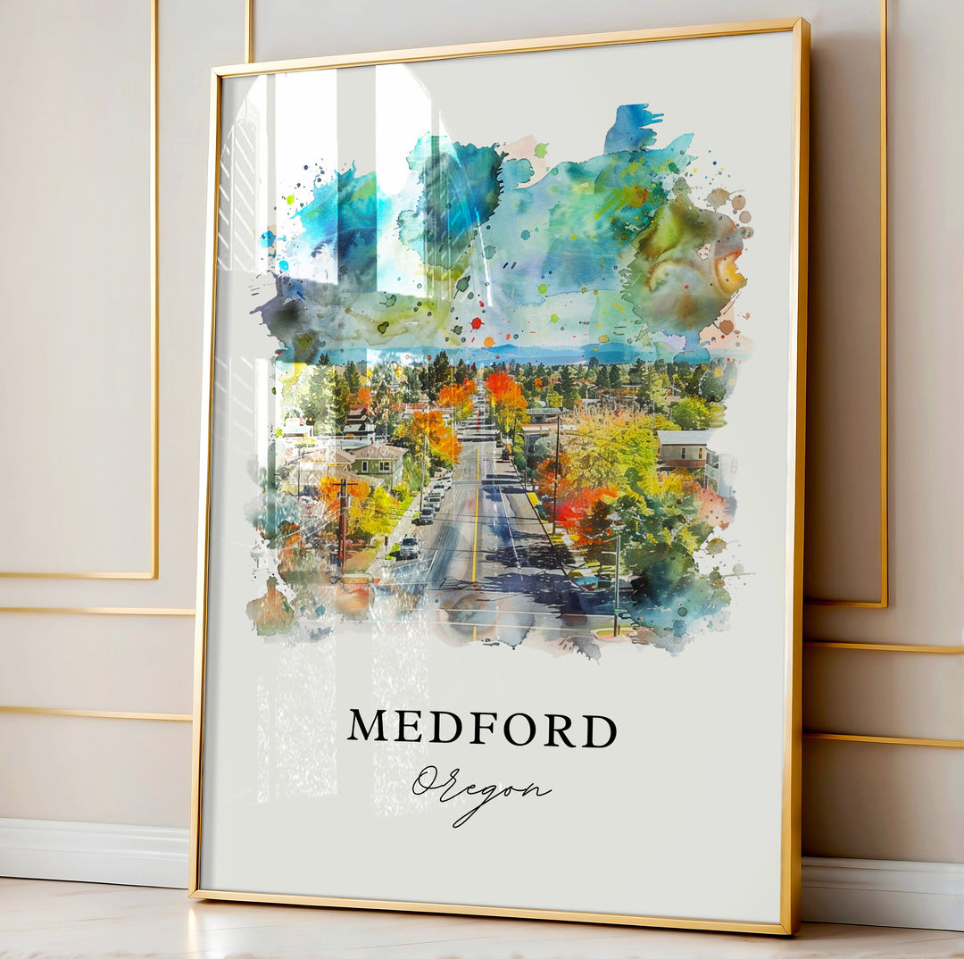 Medford, Oregon – Watercolor Art Print