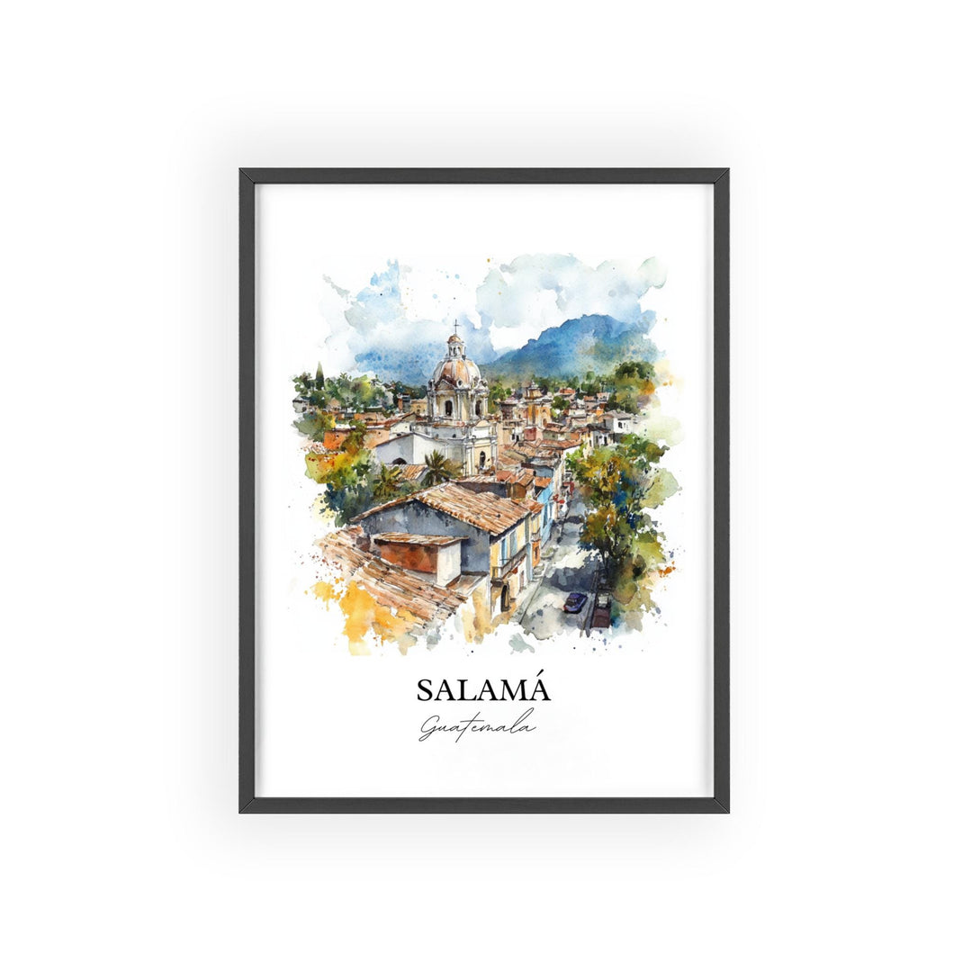 Salamá Wall Art, Baja Verapaz Print, Guatemala Watercolor Art, Salamá Guatemala Gift, Travel Print, Travel Poster, Housewarming Gift