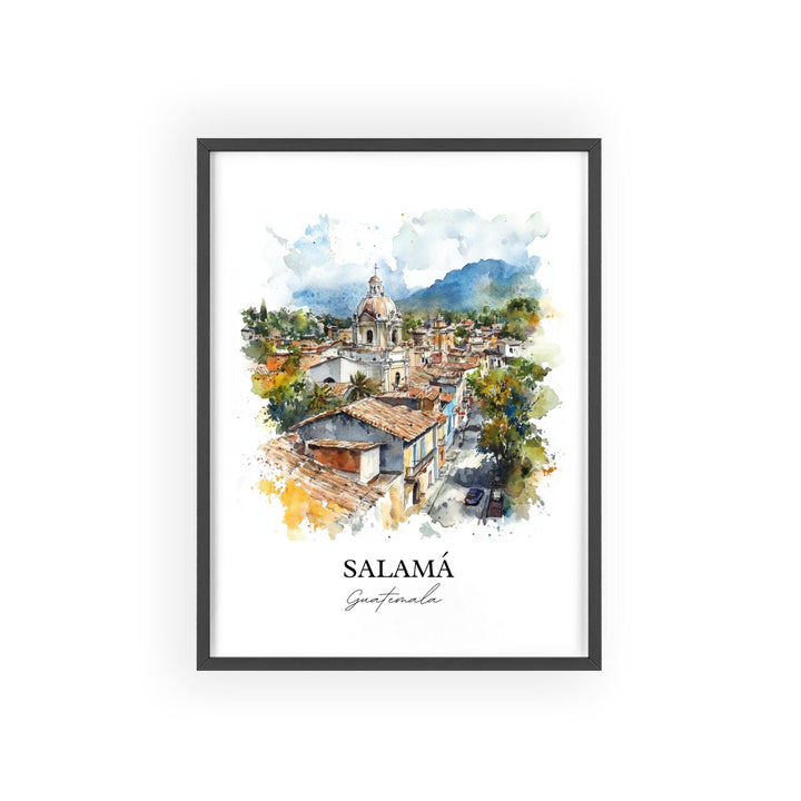 Salamá Wall Art, Baja Verapaz Print, Guatemala Watercolor Art, Salamá Guatemala Gift, Travel Print, Travel Poster, Housewarming Gift