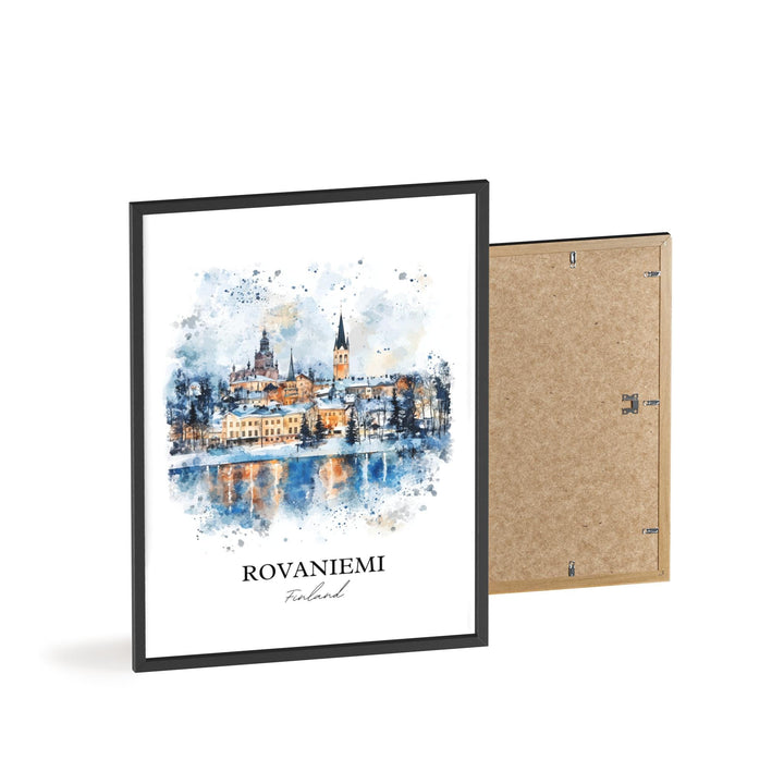 Rovaniemi Wall Art, Finland Print, Finland Watercolor Art, Rovaniemi Finland Gift, Travel Print, Travel Poster, Housewarming Gift
