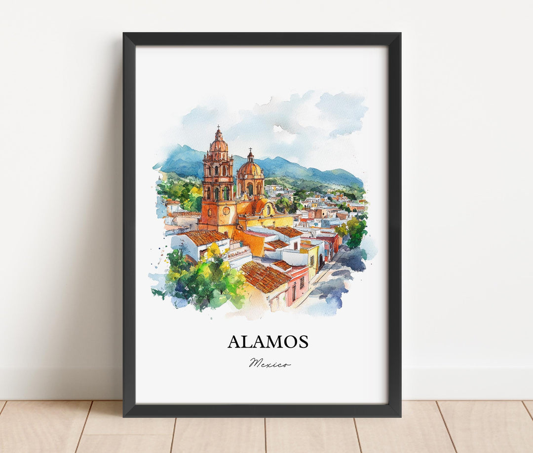 Alamos Mexico Wall Art, Alamos MX Print, Mexico Watercolor Art, Sonora Mexico Gift, Travel Print, Travel Poster, Housewarming Gift