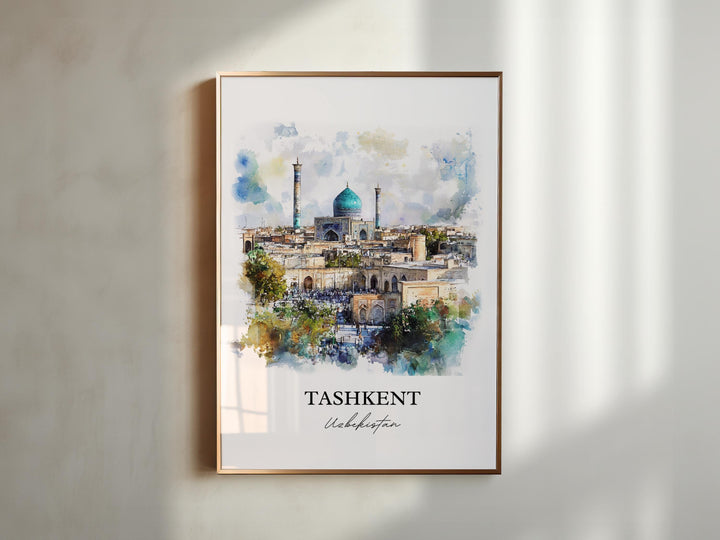 Tashkent Wall Art, Tashkent Skyline Print, Uzbekistan Watercolor Art, Tashkent Gift, Travel Print, Travel Poster, Housewarming Gift
