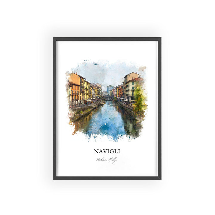 Navigli, Milan Italy – Watercolor Art Print