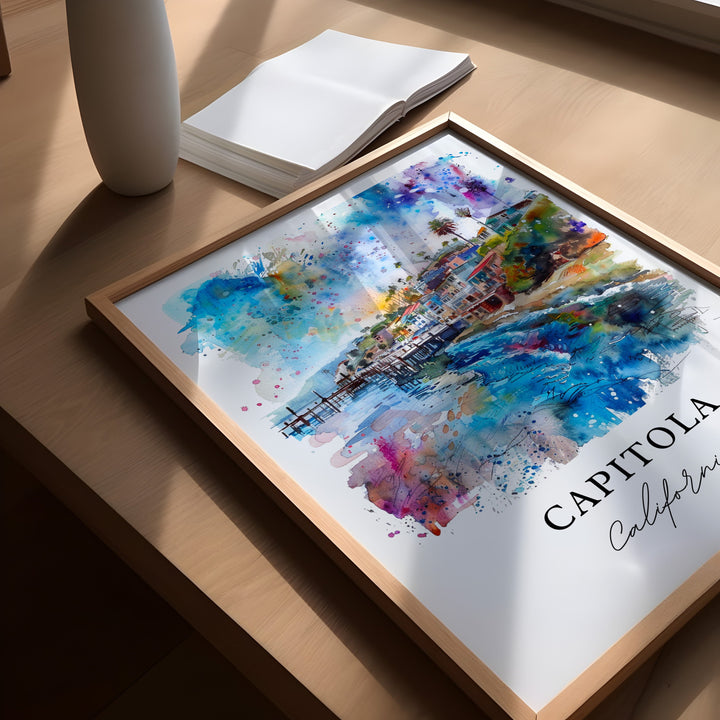 Capitola CA Wall Art, Capitola Print, Capitola Watercolor, Santa Cruz County Gift,
