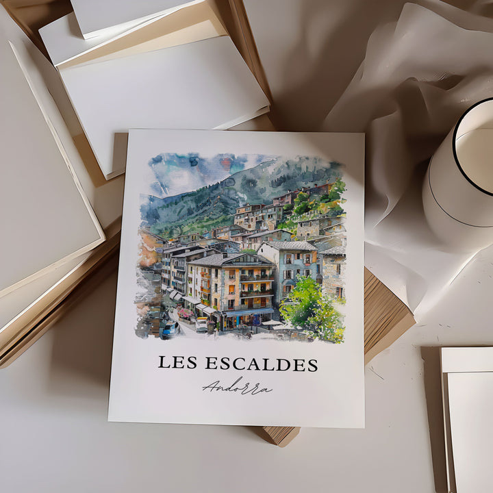 Les Escaldes, Andorra – Watercolor Art Print