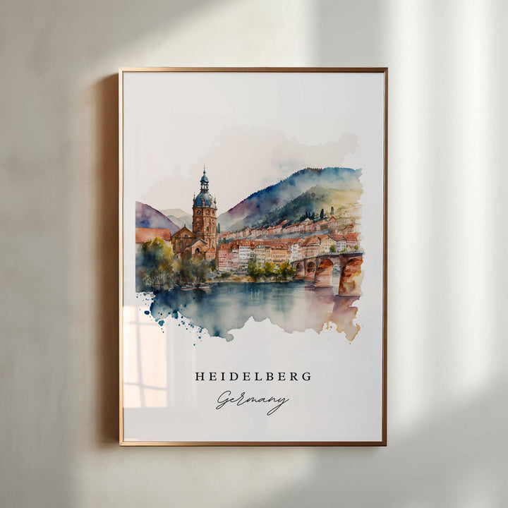 Heidelberg Wall Art, Heidelberg Print, Heidelberg Watercolor Art, Heidelberg Germany Gift,