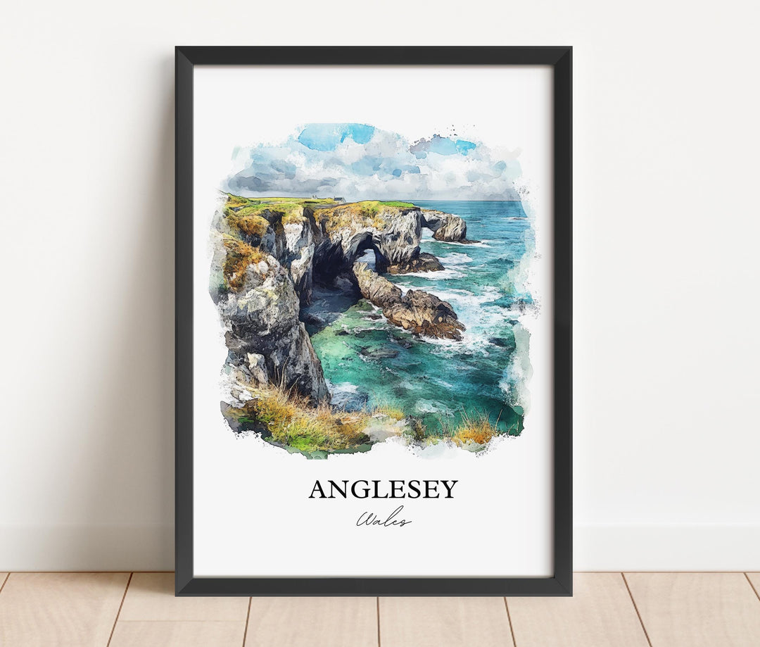 Anglesey Wall Art, Anglesey Wales Print, Wales Watercolor Art, Anglesey Gift, Travel Print, Travel Poster, Housewarming Gift