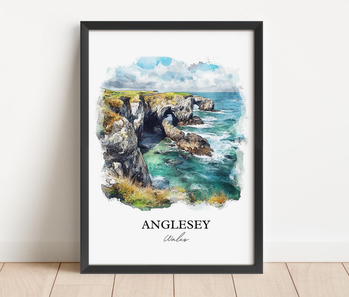 Anglesey Wall Art, Anglesey Wales Print, Wales Watercolor Art, Anglesey Gift, Travel Print, Travel Poster, Housewarming Gift