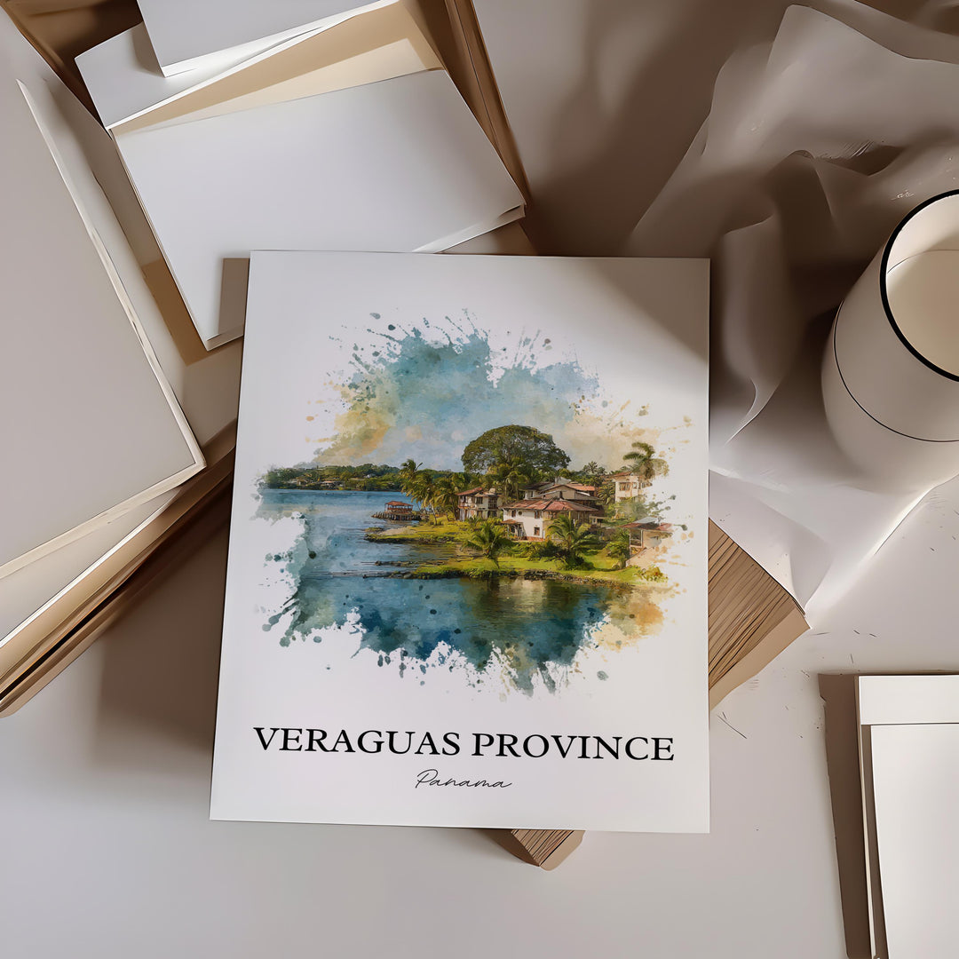 Veraguas Province Wall Art, Panama Print, Panama Watercolor Art, Panama Gift, Veraguas Panama Travel Print, Travel Poster, Housewarming Gift