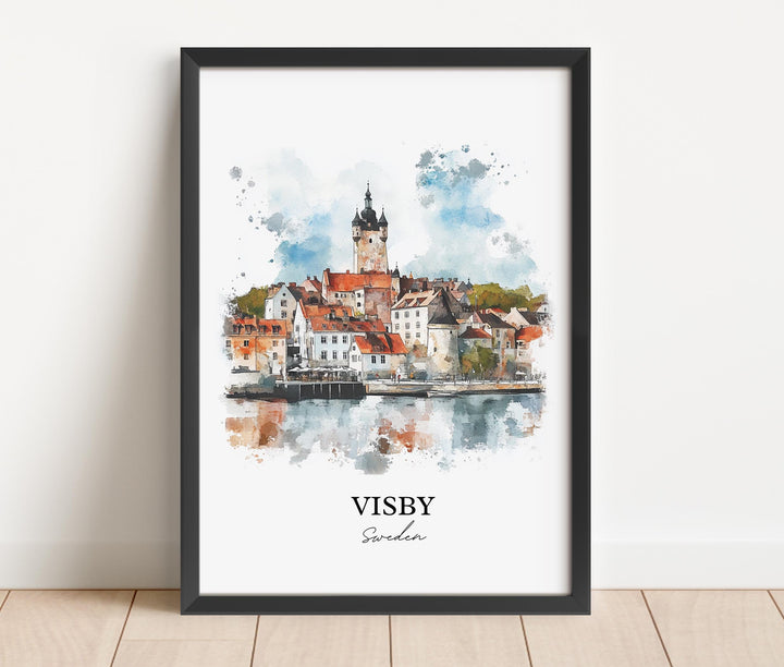 Visby Travel Print Wall Art Visby Wall Hanging Home Décor Visby Gift Art Lovers Sweden Art Lover Gift Visby Poster
