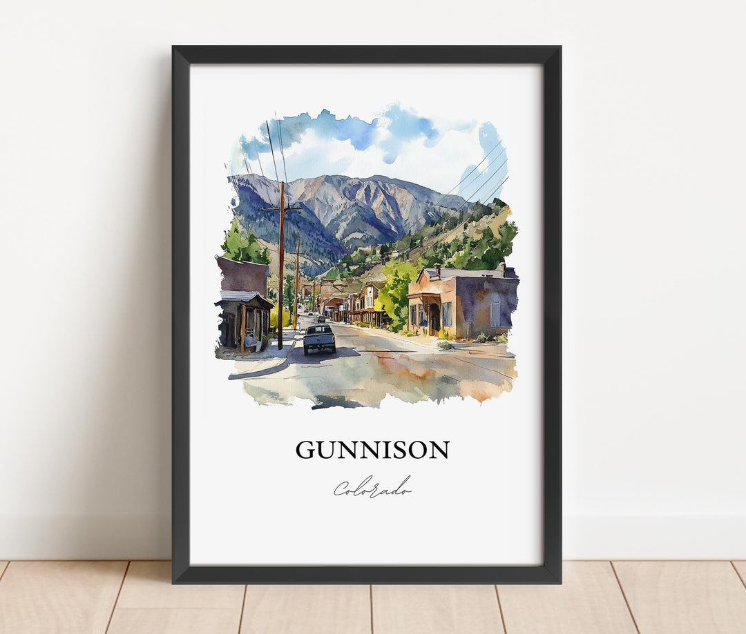 Gunnison CO Wall Art, Tenderfoot Mountain Print, Colorado Watercolor Art, Gunnison Gift, Travel Print, Travel Poster, Housewarming Gift