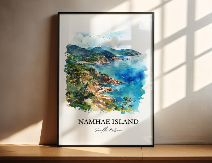 Namhae Island Wall Art, South Gyeongsang Print, South Korea Watercolor, Namhae Island Gift, Travel Print, Travel Poster, Housewarming Gift